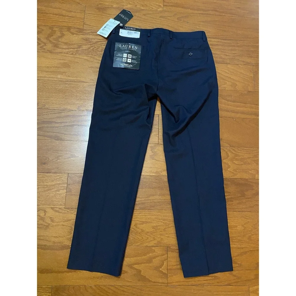 NWT Lauren Ralph Lauren Dress Pants 32x30 Navy Blue Straight Fit Ultraflex $100